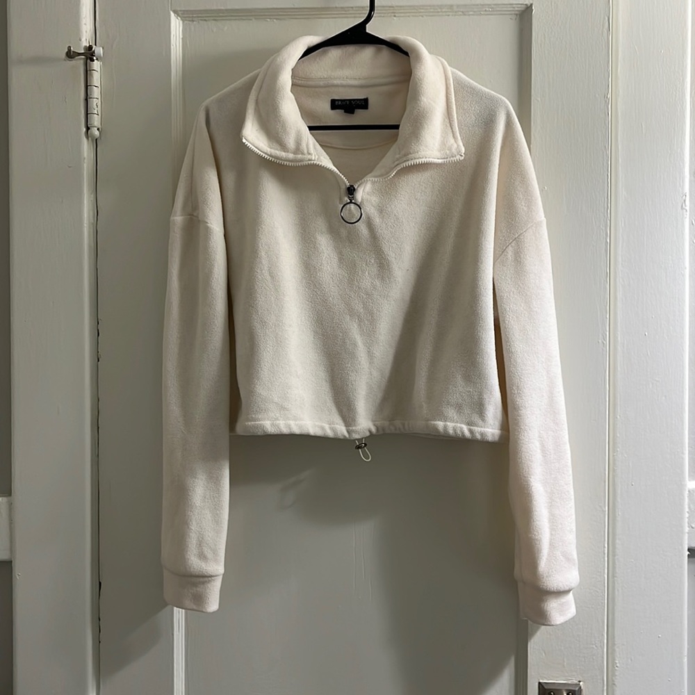 Cropped fleece quarter zip